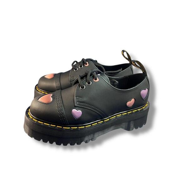 New Dr. Martens 1461 Quad Hearts Oxford Loafer Platform Size 7 Women's 38 - Picture 1 of 8